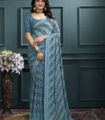 Floral pure georgette bandhani saree