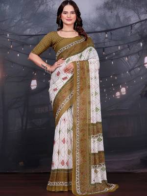 Floral pure georgette bandhani saree 1