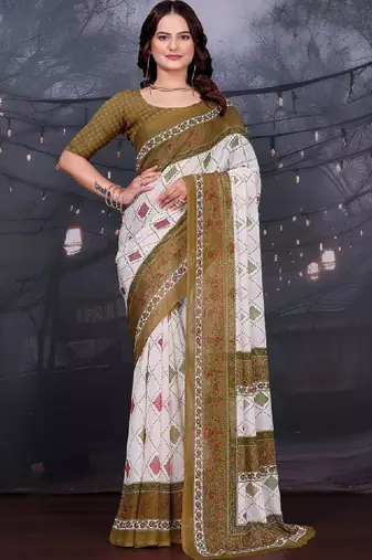 Floral pure georgette bandhani saree