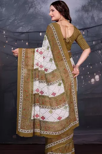 Floral pure georgette bandhani saree