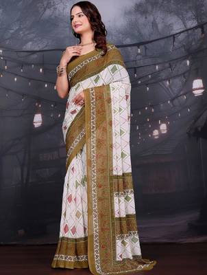 Floral pure georgette bandhani saree 3