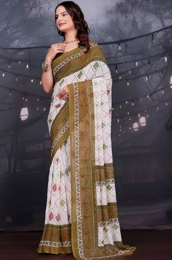 Floral pure georgette bandhani saree