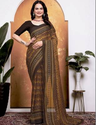 Floral pure georgette bandhani saree 1