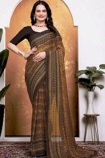Floral pure georgette bandhani saree