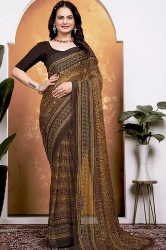 Floral pure georgette bandhani saree