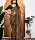 Floral pure georgette bandhani saree