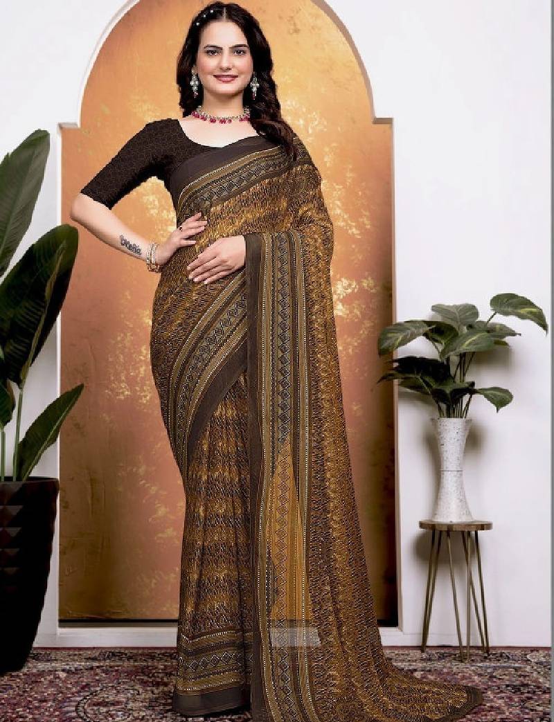 Floral pure georgette bandhani saree