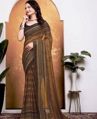Floral pure georgette bandhani saree 2