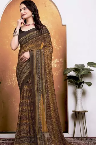 Floral pure georgette bandhani saree