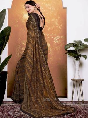 Floral pure georgette bandhani saree 3