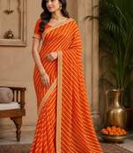 Striped pure chiffon leheriya saree