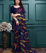 Floral pure georgette bandhani saree
