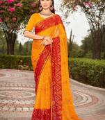 Ethnic motifs gotta patti poly georgette bandhani saree