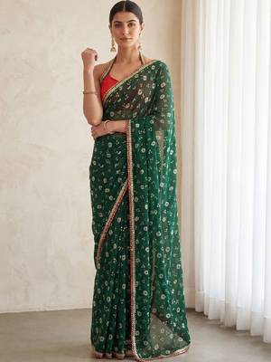 Bandhani poly georgette designer bandhani sarees 1
