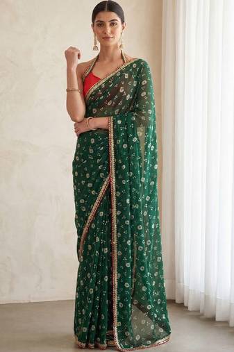 Bandhani poly georgette designer bandhani sarees