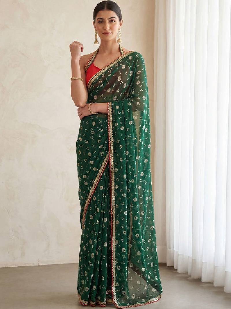 Bandhani poly georgette designer bandhani sarees