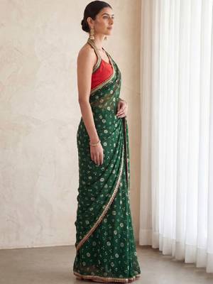 Bandhani poly georgette designer bandhani sarees 3