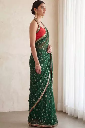 Bandhani poly georgette designer bandhani sarees