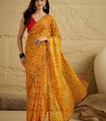 Bandhani beads and stones satin designer bandhani sarees