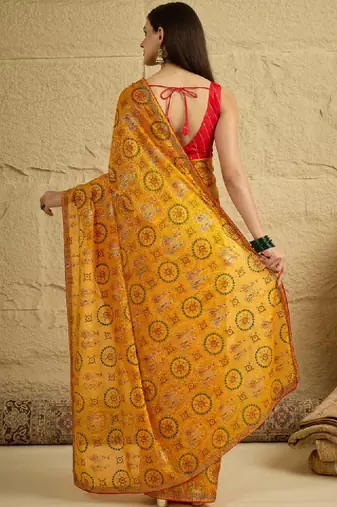 Bandhani beads and stones satin designer bandhani sarees