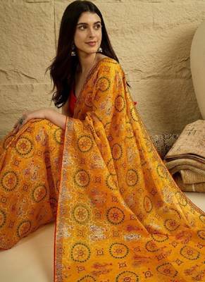 Bandhani beads and stones satin designer bandhani sarees 4