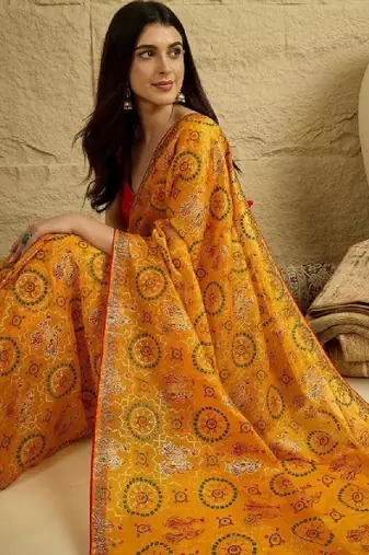 Bandhani beads and stones satin designer bandhani sarees