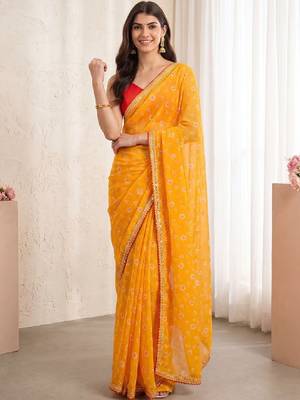 Bandhani poly georgette designer bandhani sarees 1