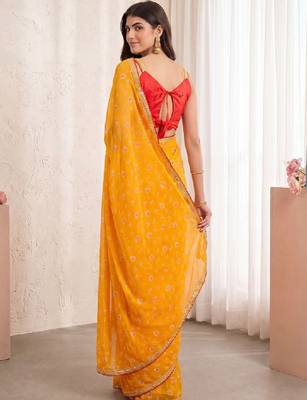 Bandhani poly georgette designer bandhani sarees 2