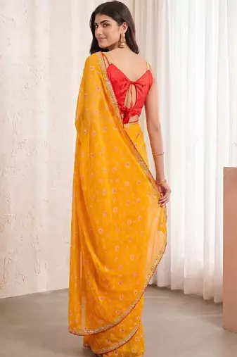 Bandhani poly georgette designer bandhani sarees