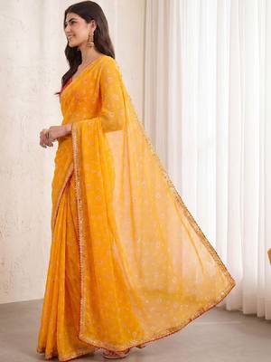 Bandhani poly georgette designer bandhani sarees 3