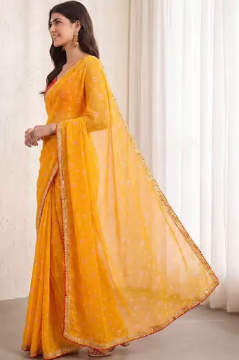Bandhani poly georgette designer bandhani sarees