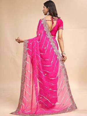 Leheriya embroidered poly georgette heavy work leheriya saree 2