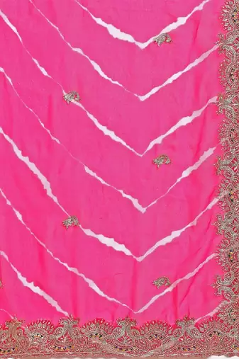 Leheriya embroidered poly georgette heavy work leheriya saree
