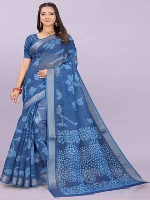 Floral pure linen handloom leheriya saree 2