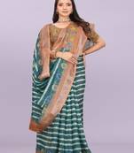 Tie and dye pure linen leheriya saree