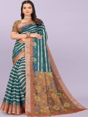 Tie and dye pure linen leheriya saree 2