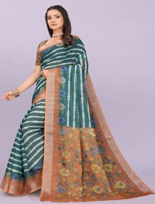 Tie and dye pure linen leheriya saree 3