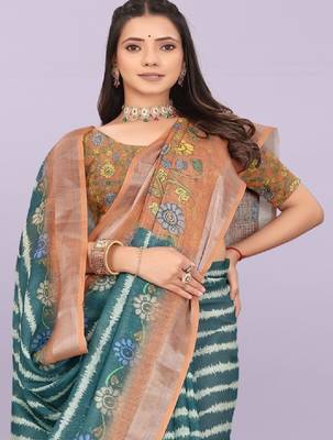 Tie and dye pure linen leheriya saree 4