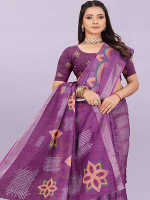 Floral pure linen handloom leheriya saree 4