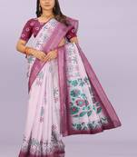 Floral pure linen leheriya saree