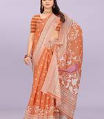 Ethnic motifs pure linen handloom leheriya saree