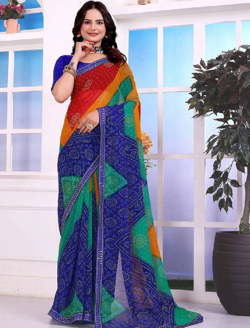 Bandhani pure chiffon bandhani saree