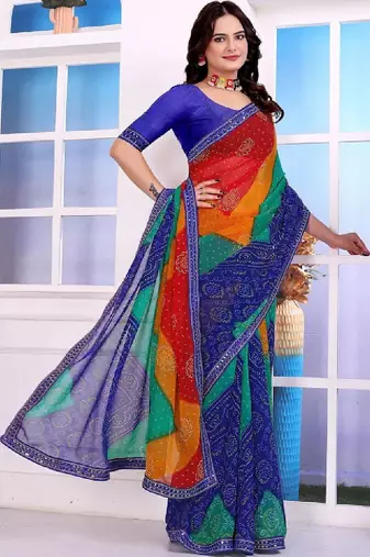 Bandhani pure chiffon bandhani saree