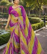 Striped pure chiffon leheriya saree