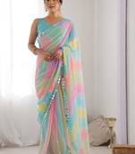Leheriya mirror work leheriya saree