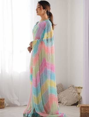 Leheriya mirror work leheriya saree 2