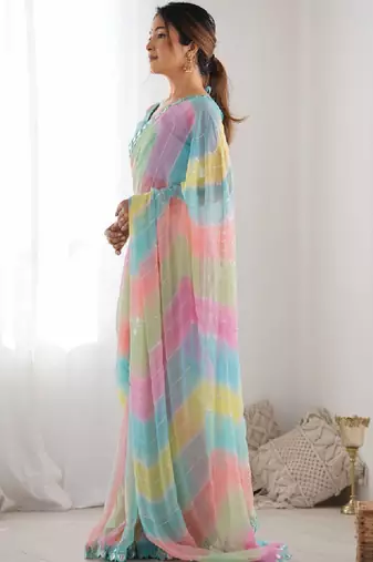 Leheriya mirror work leheriya saree