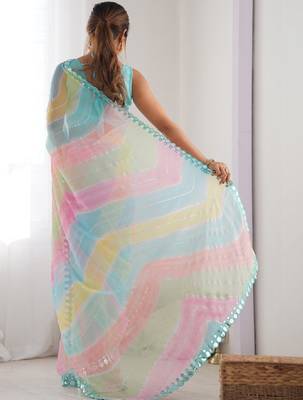 Leheriya mirror work leheriya saree 3