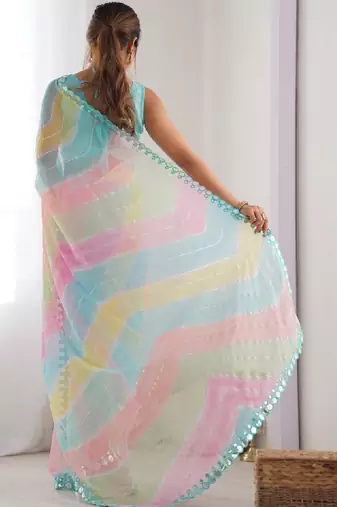 Leheriya mirror work leheriya saree