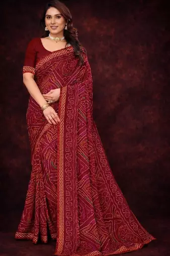 Bandhani poly georgette bandhani saree